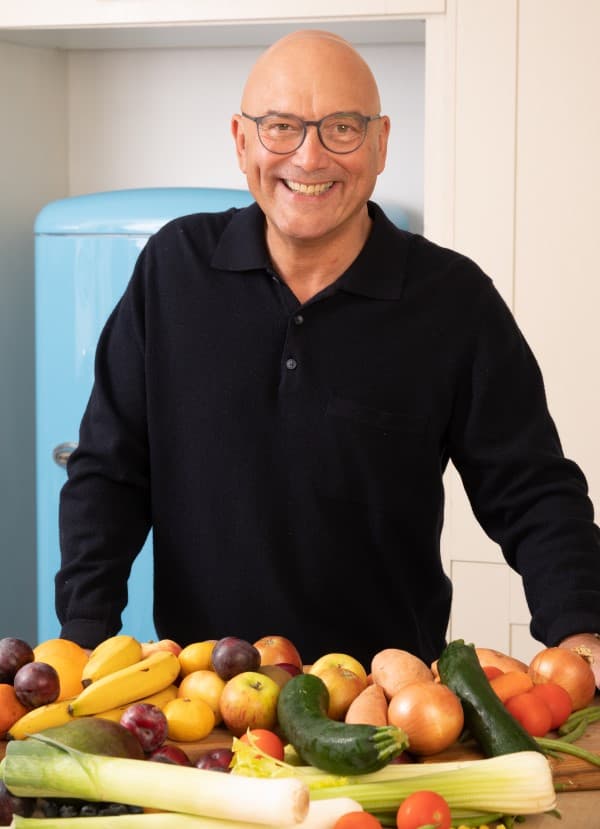 Gregg Wallace headshot with healthy foods